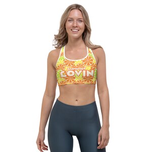 Sports bra, Stylish All-Over-Print Women&#39;s Sports Bra for Gym, Yoga, and Activewear - Elevate Your Workout in Trendy Comfort - Summer Lovin
