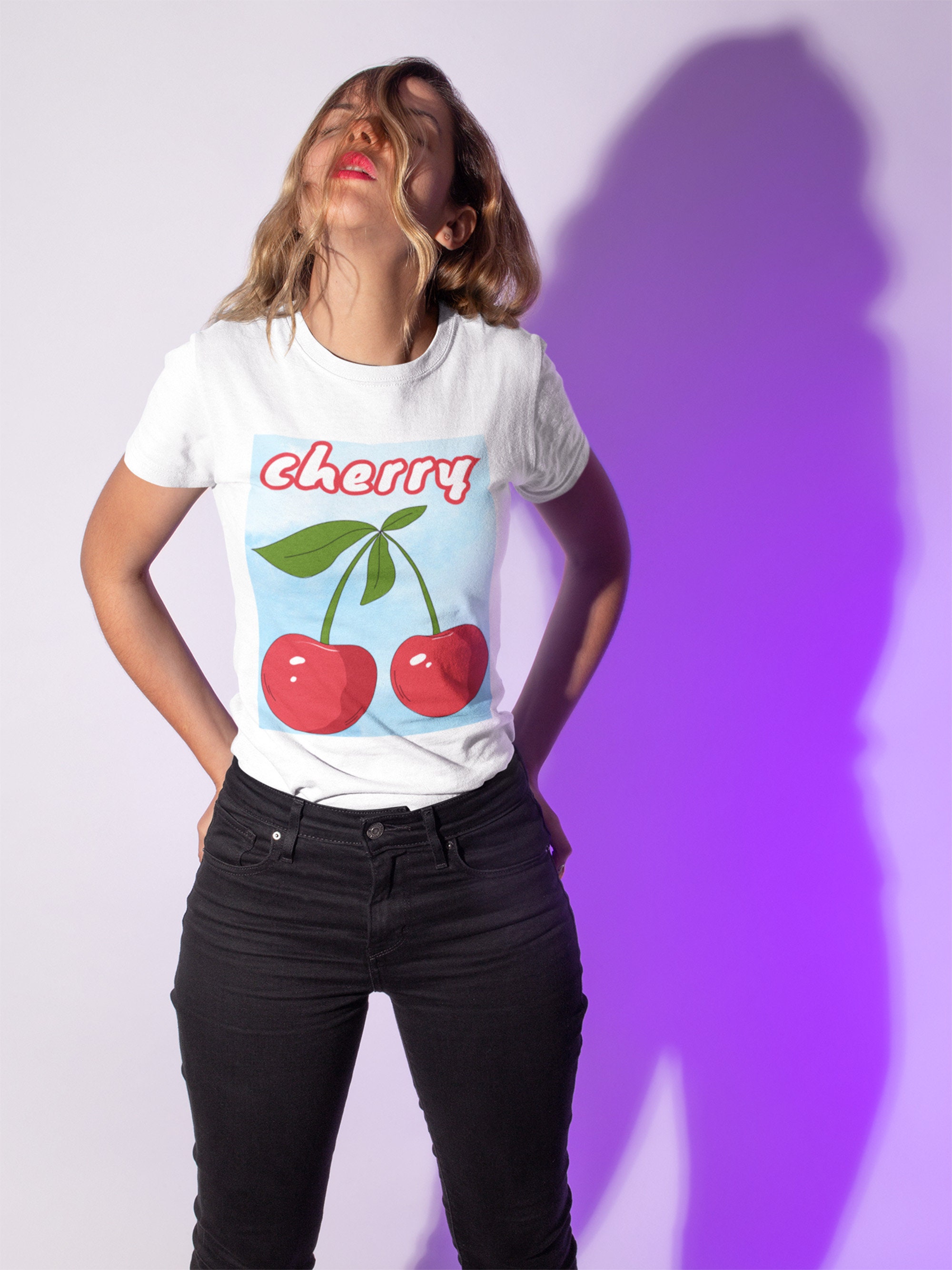 Cherry White T-shirt, Classic Unisex Crewneck T-shirt
