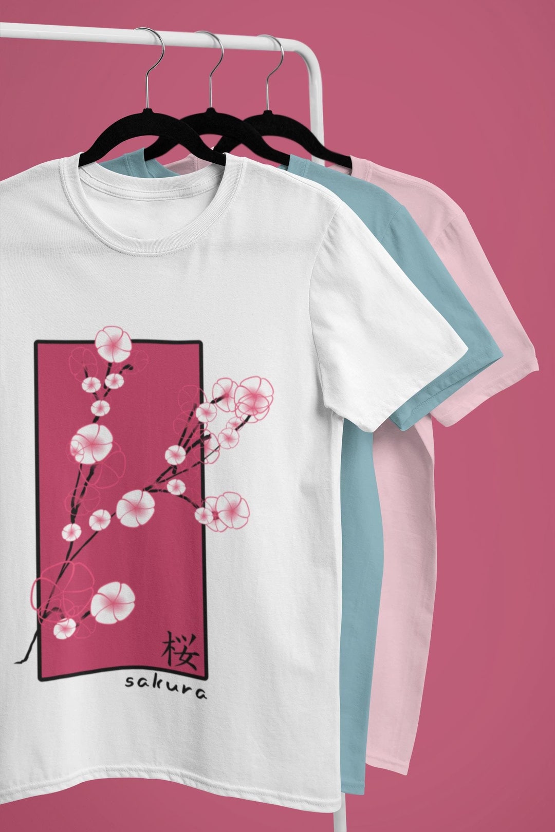 Cardydony Japanese-style Pink Cherry Blossom Embroidered Art Round Neck Tie-waist Shirt