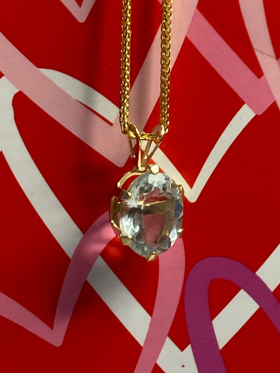 Natural Aquamarine 14k Gold Pendant 