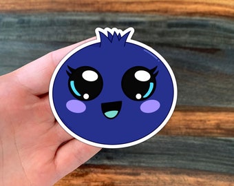 Blueberry sticker Kawaii, Fruit sticker, Cute Kawaii Blueberry Kiss-Cut sticker