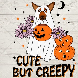 Cute But Creepy Dog Ghost With Pumpkin Funny Halloween