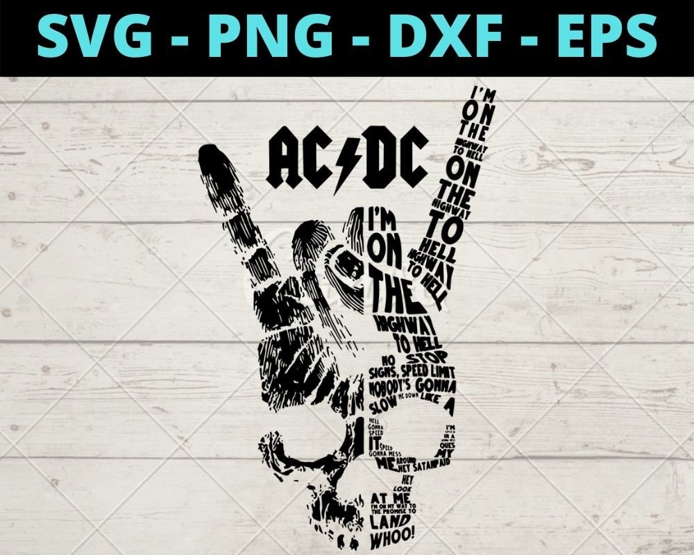 AC DC Im On The Highway To Hell Stop Rock And Roll Hand Sign Skull Rock Hand