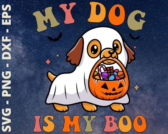 My Dog Is My Boo Ghost Dog Halloween Cute Kawaii Ghost Puppy