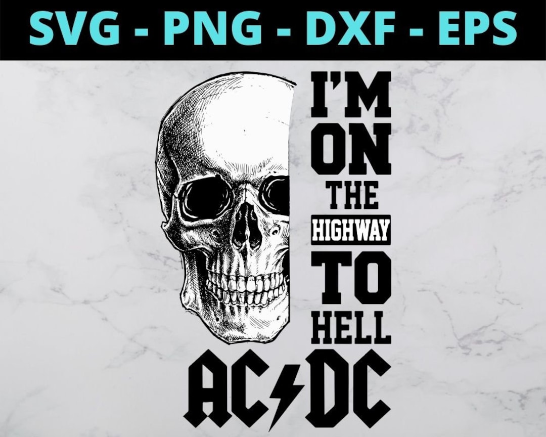 Skull I'm on the Highway to Hell AC DC - Etsy
