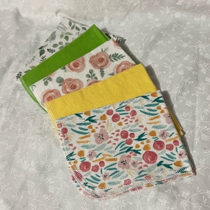 Unpaper Towels- Flannel towelettes, set of 6 single ply, washable, sustainable