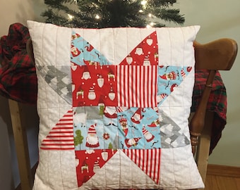 Christmas Pillow Covers 18x18, Decorative Pillow, Christmas decor, Christmas handmade, Christmas gifts, throw pillow, quilted pillow