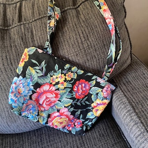 Digitales PDF Schnittmuster für Canvas Floral Handtasche, Geldbeutel, Tasche, lange Schultergurt Geldbörse, Reißverschlusstasche, Handtasche, Stoff Geldbeutel, geblümte Geldbörse