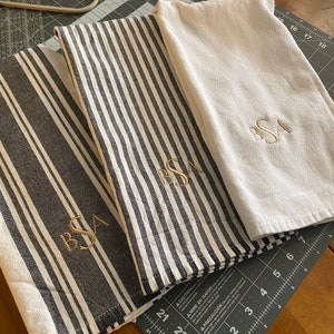 Monogrammed Oversized Kitchen Towels, personalized, wedding gift, kitchen decor, tea towel, embroidered, personalized- Sans serif font