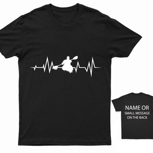 Kayak Kayaking Heartbeat Pulse T-Shirt - Paddling Enthusiast Tee - Customizable Kayaker Gift Adult Water Sports Shirt Adventure Tee