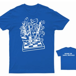 Chess Set Pieces Board Game Strategy Cartoon Fun Kids T-Shirt Chess Mastery Cartoon Tee Strategic Game Enthusiast Kids Creative Play Shirt