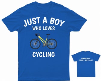 Just A Boy Who Loves Cycling T-Shirt - Child's Cycling Enthusiast Tee, Personalised Biking Gift for Kids