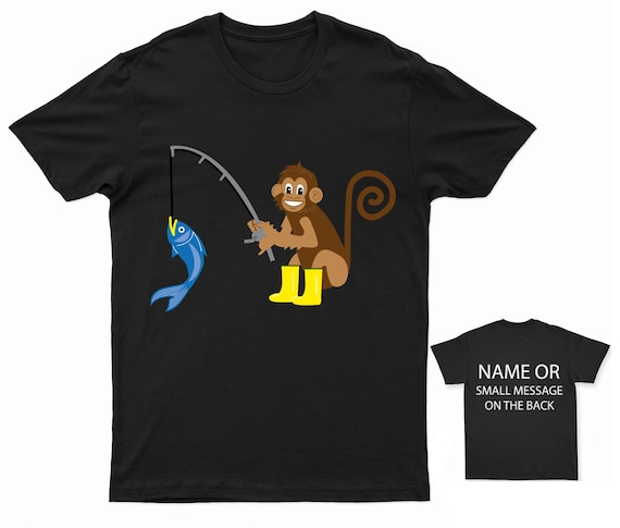 Fishing Monkey Funny T Shirt Mens Birthday Gift Fisherman Fish Christmas  Personalised Gift 