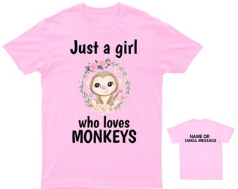Just A Girl That Loves Monkeys Monkey - Cute Animal Lover Girls' T-Shirt