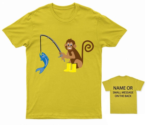 Fishing Monkey Funny T Shirt Mens Birthday Gift Fisherman Fish Christmas  Personalised Gift 