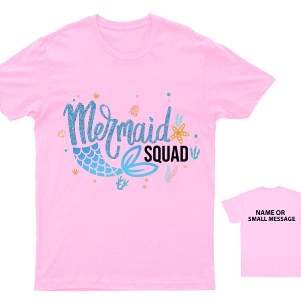 Mermaid Squad Kids T-Shirt - Cute Sea Princess Graphic Tee for Girls  Personalisable Cotton Birthday Gift Idea