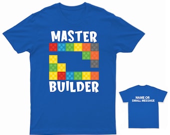 Master Builder Kids T-Shirt | Colorful Building Blocks Tee | Creative Construction Toy Shirt | Personalized Child's Builder Top