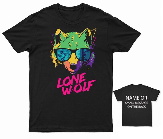 Lone Wolf T-Shirt Personalised Gift Customised Name