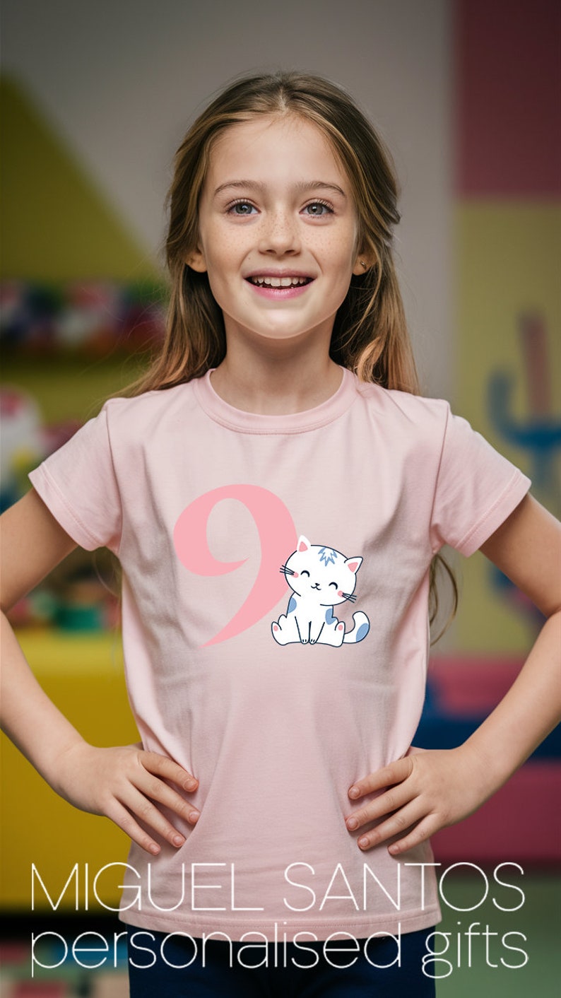 Cat Girl Birthday Party Tshirt Kids Birthday Outfit Cute Kitten