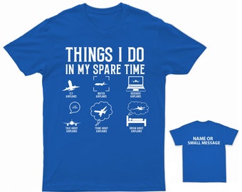Airplane things I do in my spare time Kids Aviation Hobby Tee Airplane Enthusiast, Custom Back Message, Youth Plane Lover T-Shirt