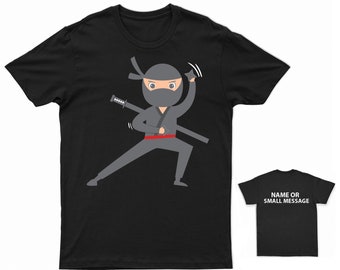 Ninja Warrior Kids T-Shirt  Samurai Judo Karate Top, Children's MMA Swords Tee, Personalised Martial Arts Gift