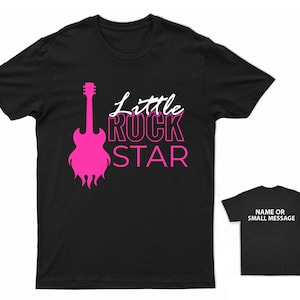 Kids 'Little Rock Star' T-Shirt with Pink Guitar - Customisable Rocker Tee for Children  Soft Cotton Music Themed Shirt for Boys & Girls