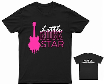 Kids 'Little Rock Star' T-Shirt with Pink Guitar - Customisable Rocker Tee for Children  Soft Cotton Music Themed Shirt for Boys & Girls