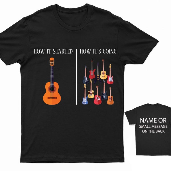 Guitar Journey T-Shirt Musician's Progress Graphic Tee Personalised Guitarist Shirt