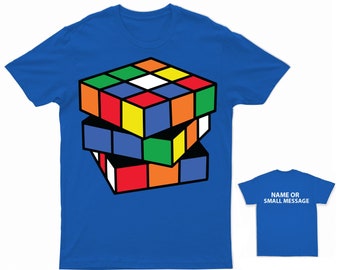 Rubik's Cube T-Shirt Rubik | Colourful Puzzle Tee for Children | Fun Game Shirt with Custom Back Message Option | Gift for Young Puzzle Solv