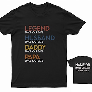 Personalised Legend Dad Grandad T-Shirt | Custom Date Family Tee | Gift for Dad and Grandfather | Unique Birthday Present for Him