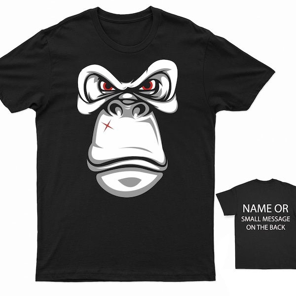 Angry Gorilla Cartoon Printed Men T-Shirt Personalised Gift Customised Custom Name Message