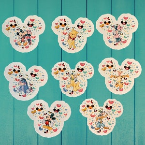 Mickey Head Characters Stickers, Clear, White and Glitter