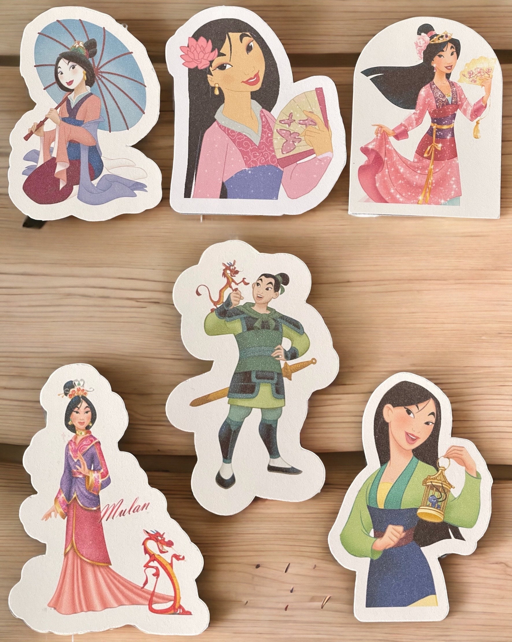 Mulan Stickers, Clear, White and Glitter