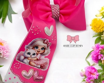 boutique bow/ bow for girls/ ribbon bow/ birthday bow/ pink hair bow.