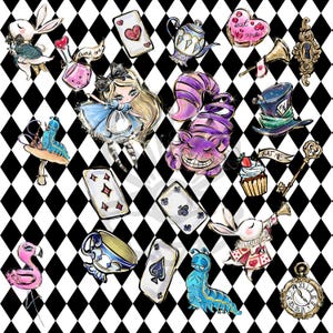 Alice in Wonderland Fabric Fat Quarter: Whimsical Cotton Print