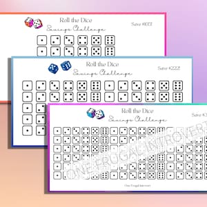 Roll the Dice Savings Challenge, Printable Digital Download, Savings Tracker, Sinking Funds, Cash Stuffing