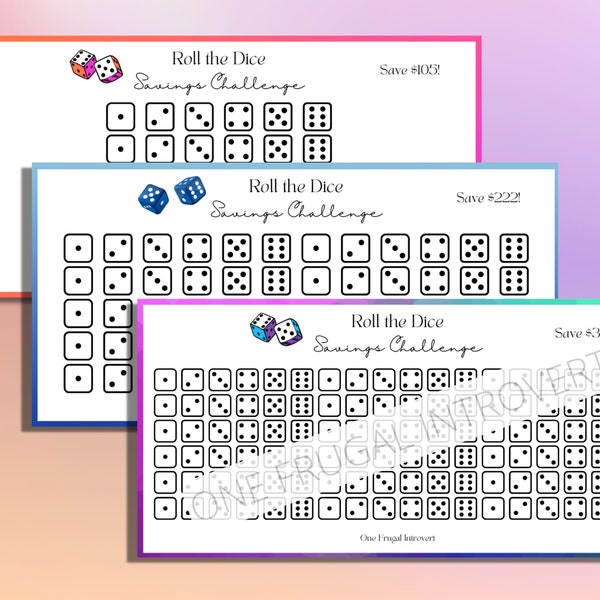 Roll the Dice Savings Challenge, Printable Digital Download, Savings Tracker, Sinking Funds, Cash Stuffing