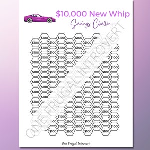 10000 New Car Savings Challenge, Printable Digital Download, Savings Tracker, Sinking Funds, Cash Stuffing
