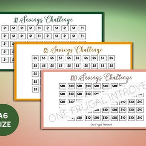 1, 5, and 10 Dollar Low Income A6 Mini Savings Challenge Bundle, Printable Digital Download, Savings Tracker, Sinking Funds, Cash Stuffing