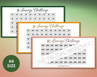 1, 5, and 10 Dollar Low Income A6 Mini Savings Challenge Bundle, Printable Digital Download, Savings Tracker, Sinking Funds, Cash Stuffing