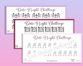 Date Night A6 Mini Savings Challenge Bundle, Printable Digital Download, Savings Tracker, Sinking Funds, Cash Stuffing