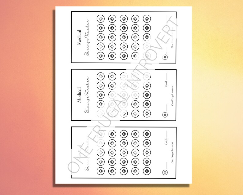 Medical Savings Challenge Printable Digital Download Savings Etsy
