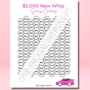 5000 New Car Savings Challenge, Printable Digital Download, Savings Tracker, Sinking Funds, Cash Stuffing