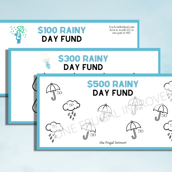 Rainy Day, Emergency Fund, A6 Mini, Printable Digital Download, Savings Challenge Bundle, Tracker, Sinking Funds, Cash Stuffing