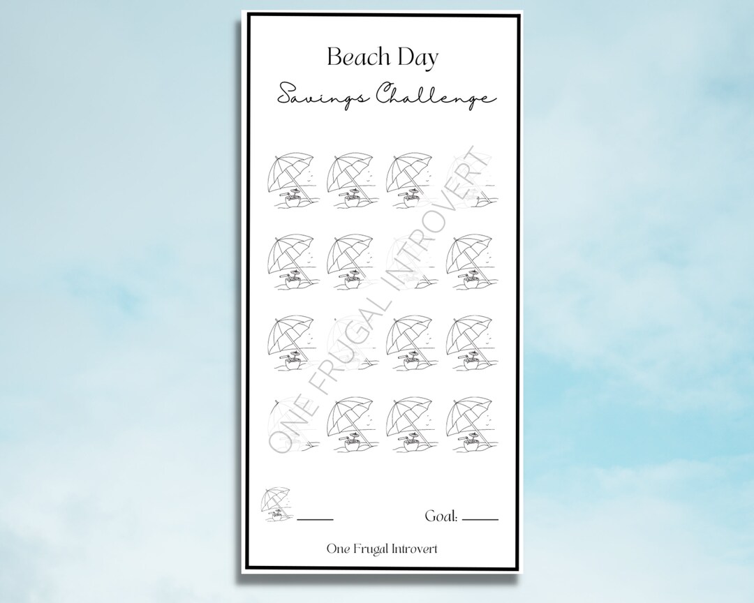 Beach Day Vacation Savings Challenge, Printable Digital Download ...
