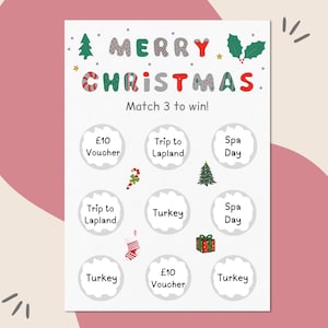 "Frohe Weihnachten kratzen, um Geschenk ""Rubbelkarte"" zu offenbaren."
