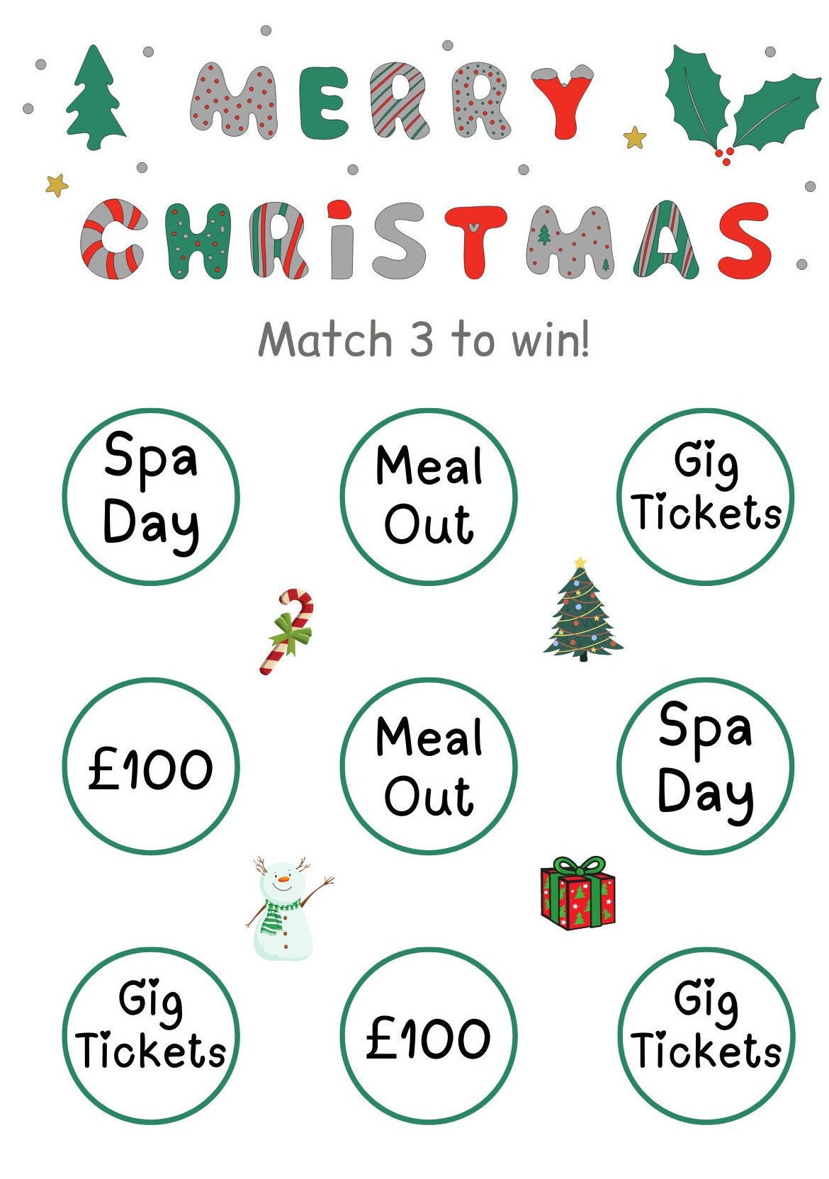 Merry Christmas Scratch to Reveal Gift Scratch Card Customise Etsy UK