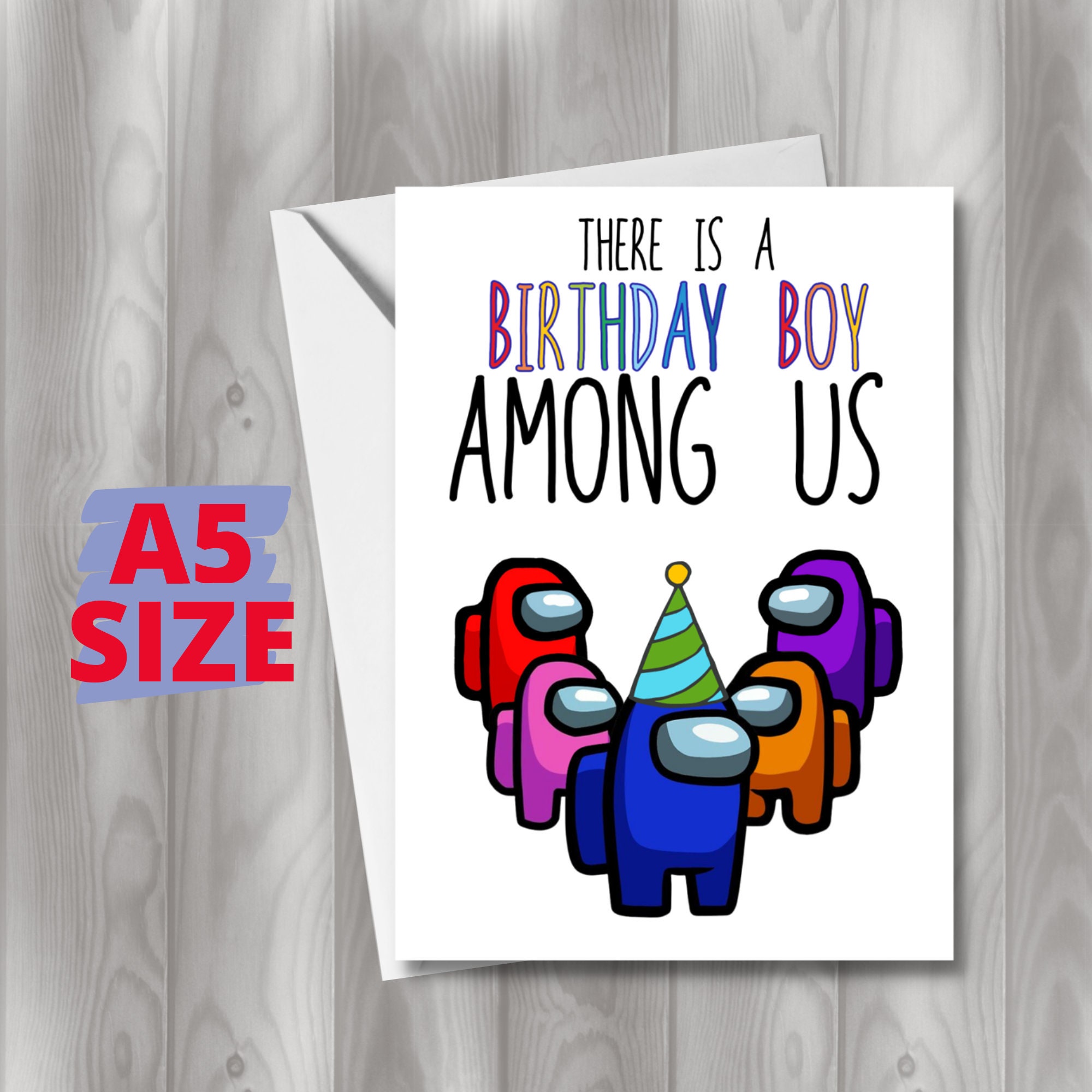 Among Us Birthday Card Gift There is A Birthday Boy Among Us - Etsy Ireland