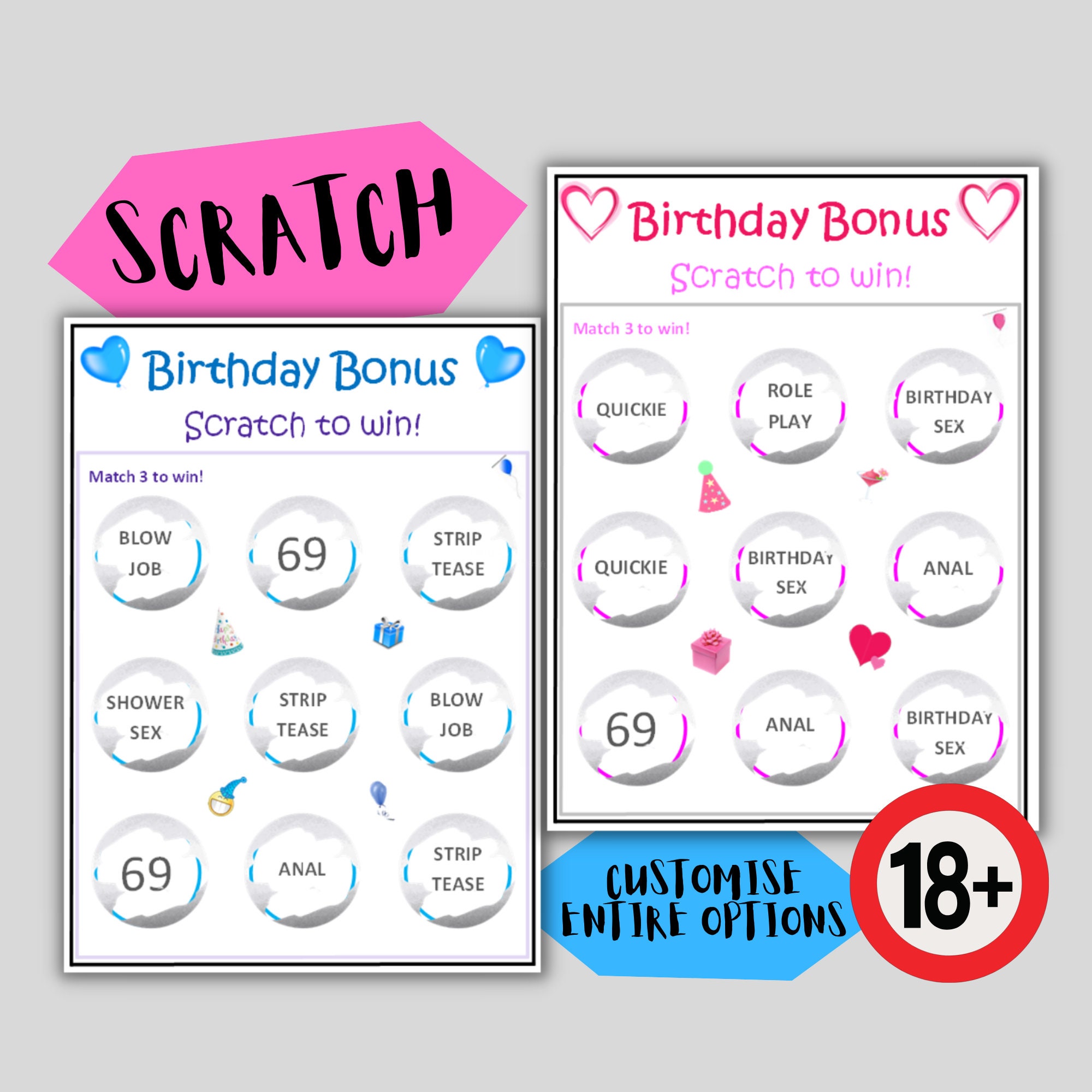 Birthday Gift Scratch Card Game for Him or for Her Boyfriend
