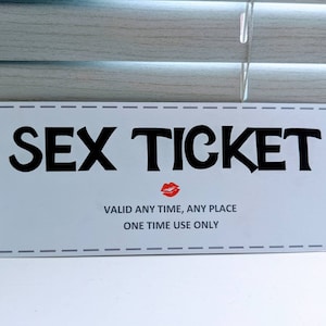 SEX TICKET - Sexy Geschenk für Sie oder Ihn. Einlösbarer Schlafzimmer Coupon.